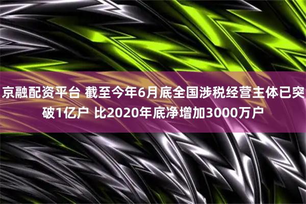 京融配资平台 截至今年6月底全国涉税经营主体已突破1亿户 比2020年底净增加3000万户